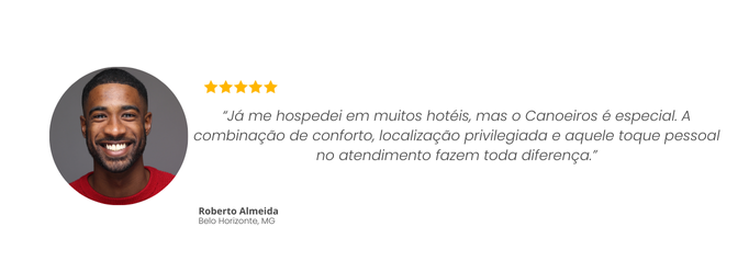 “Uma experiência transformadora! O Hotel Canoeiros superou todas as expectativas. O atendimento impecável, a vista do quarto e o café da manhã fizeram nossa lua de mel ser perfeita.” (1)